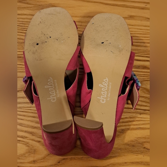 Y2K Charles David Gleam Vegan Neon Pink Chunky Boho Heel Block Sandal Shoe SZ 8M - Picture 6 of 8